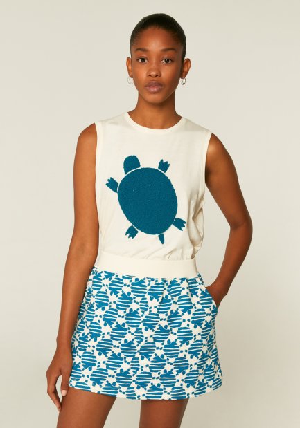 Camiseta sin mangas con animal print de tortugas