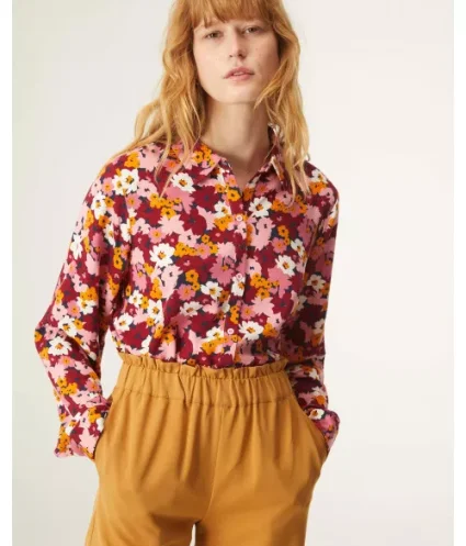 Camisa de manga larga con estampado floral vintage