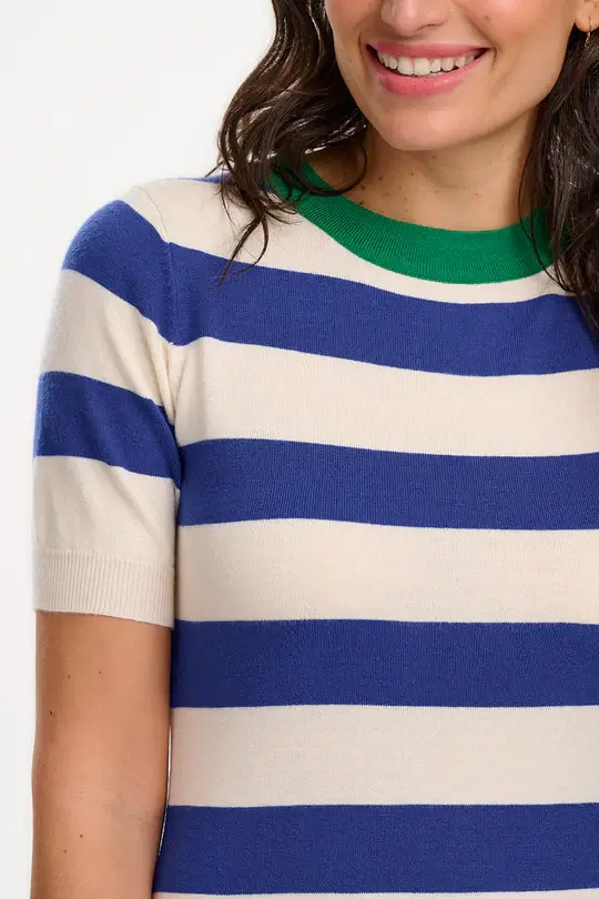 Vestido midi de punto rayas azules
