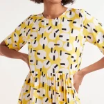 Vestido midi geométrico amarillo