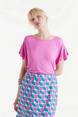 Camiseta volantes rosa