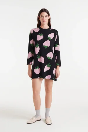 Vestido corto de punto fresas Vestido corto de punto fresas