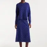 Falda midi de punto topitos rosa