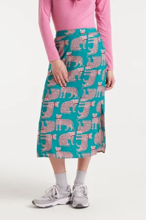 Falda midi tigres rosas