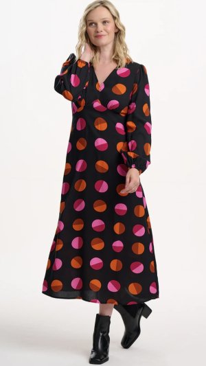 Vestido midi lunares fucsia y naranja Vestido midi lunares fucsia y naranja