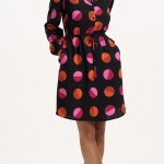 Vestido corto lunares fucsia y naranja