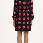 Vestido corto lunares fucsia y naranja