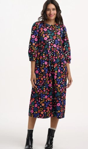 Vestido midi flores y setas Vestido midi flores y setas