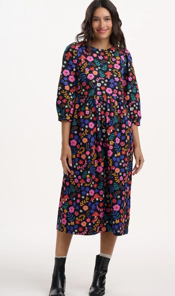 Vestido midi flores y setas