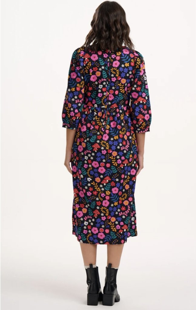 Vestido midi flores y setas
