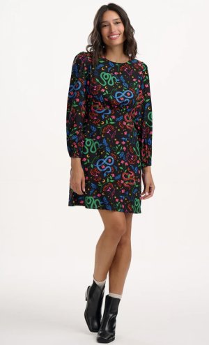 Vestido corto flores y serpientes