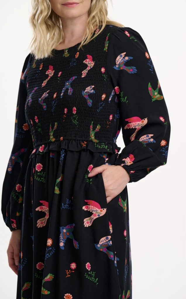 Vestido midi pájaros