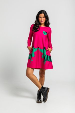 Vestido corte A rosa perro verde