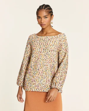 Jersey mini pompones beige