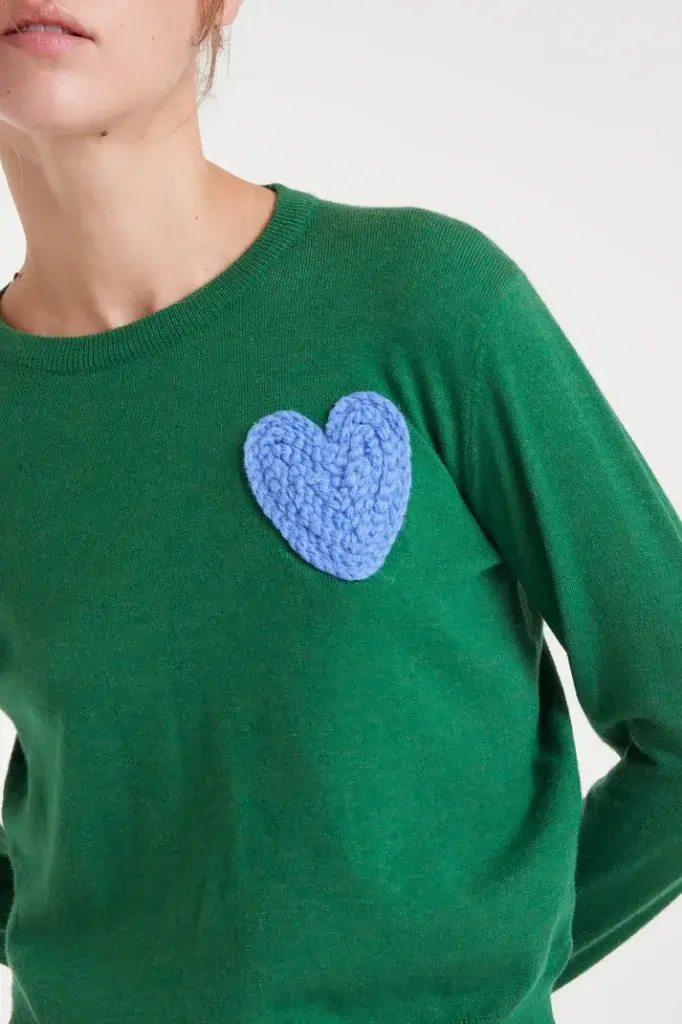 Jersey verde corazón azul
