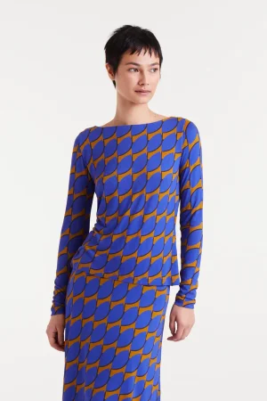 Camiseta estampado azul/mostaza