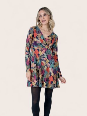 Vestido corto hojas