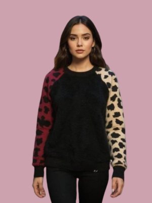 Jersey punto animal print black