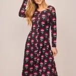 Vestido midi flor rosa
