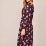 Vestido midi flor rosa