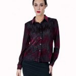 Camisa gasa negra/burdeos