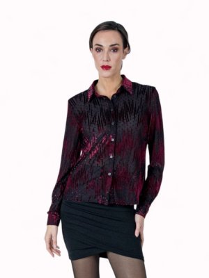Camisa gasa negra/burdeos