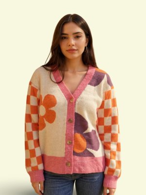 Cárdigan flor naranja