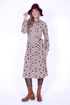 Vestido cuadros tonos marrones