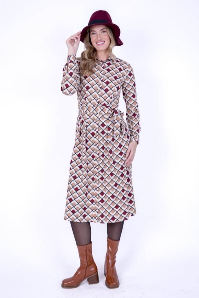 Vestido cuadros tonos marrones