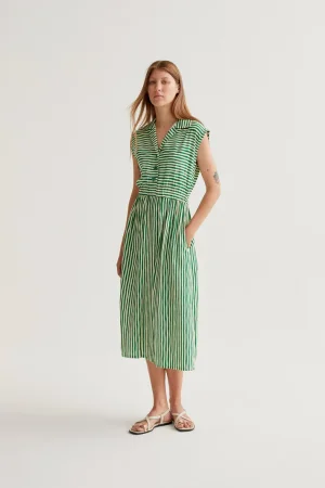 Vestido rayas midi verde