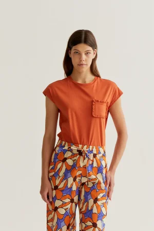 Camiseta básica algodón marrón