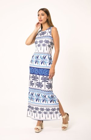 Vestido ajustado palmeras blue