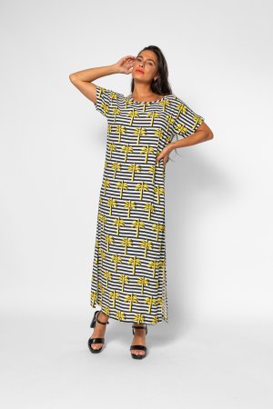 Vestido palmeras rayas