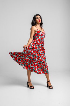 Vestido midi tirantes tomate