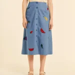 Camisa denim frutas bordadas