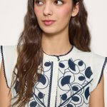 Blusa bordada lino y algodón