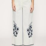 Pantalón bordado lino y algodón