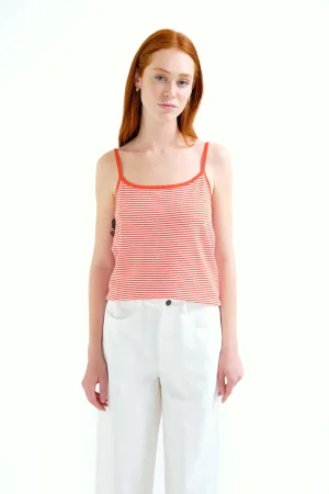 Top punto rayas rojo y blanco