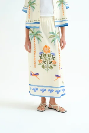 Falda estampado sirenas y palmeras