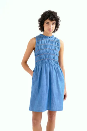Vestido corto chambray azul