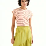 Camiseta rayas con palmera bordada