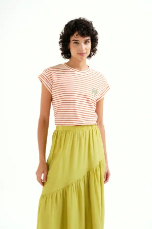 Camiseta rayas con palmera bordada