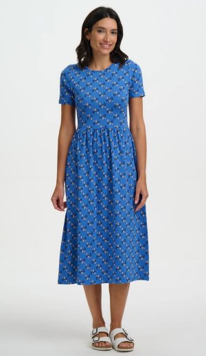 Vestido punto azul florecitas