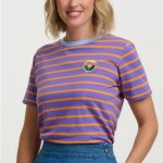 Camiseta rayas moradas y naranjas