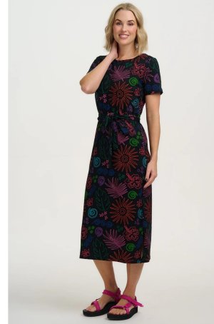 Vestido negro manga corta fiesta