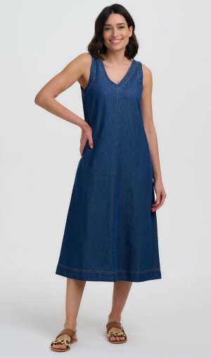 Vestido denim tirantes anchos
