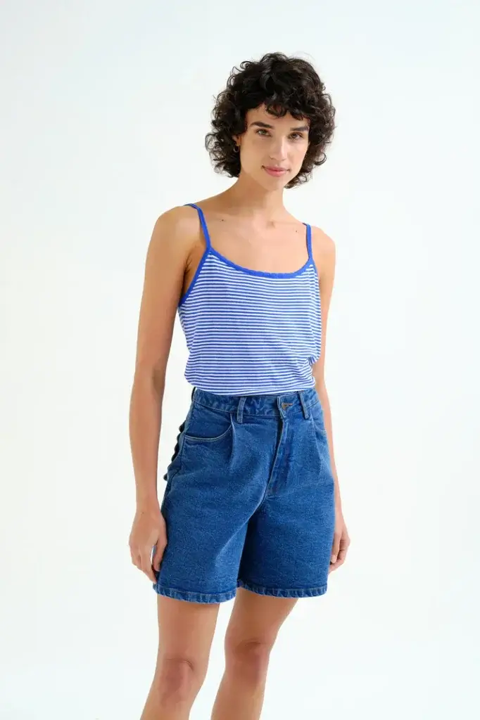 Top punto rayas azul y blanco