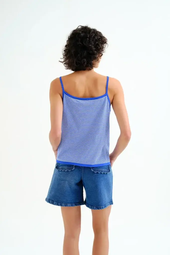Top punto rayas azul y blanco
