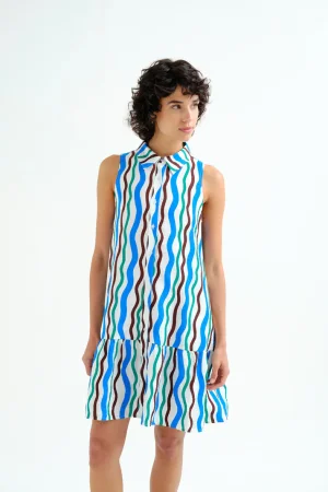 Vestido corto estampado ondas