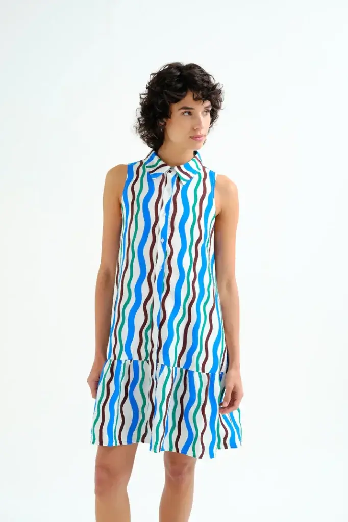 Vestido corto estampado ondas